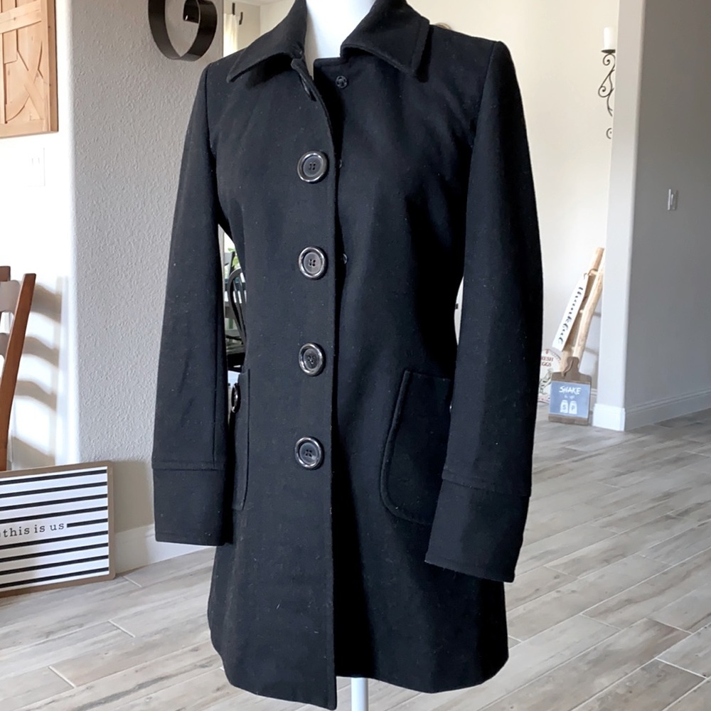 Tulle Black Peacoat Pockets Size Small Wool Blend